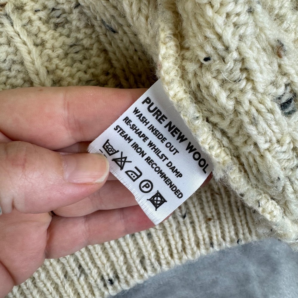 Tivoli Aran Cardigan Kids 3/4 Cream‎ Wool Cable Knit Sweater (1435) - Picture 5 of 9